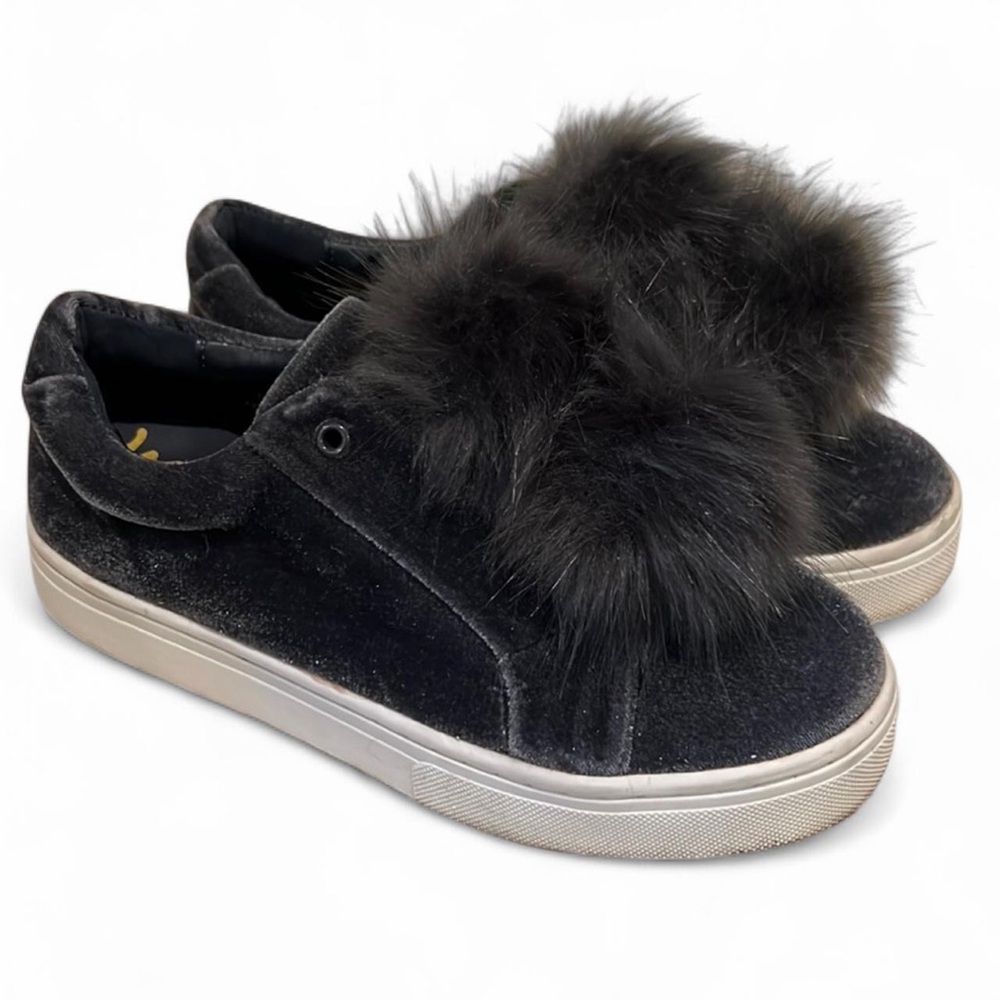 Sam Edelman Leya Velvet Faux Fur Slip On Sneakers Gray 7.5 - Picture 2 of 8
